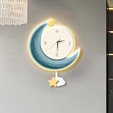 Orologio da parete decorativo a forma di luna 3D, luce e movimento silenzioso per soggiorno e sala da pranzo