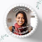 Tortenaufleger mit eigenem Foto und Text frei gestalten, Kindergeburtstag, personalisiert mit oder ohne Wunschname ⌀20cm Zuckerbild, Deko für Kuchen, Foto für Torten, Fondant 8099D
