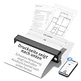 JADENS Tragbarer A4 Thermodrucker, Bluetooth Mobiler Drucker Tintenlos, 203 DPI Kabellos Mini Drucker für Reisen Home Office, Kompatibel mit iOS Android Laptop, Für Gefaltetes Thermopapier
