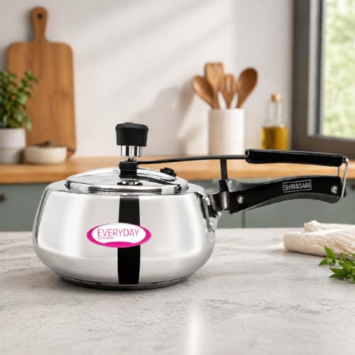 Image of EveryDay Belly Steel Pressure Cooker 2 ltr | Stainless Steel Inner Lid Cooker | Mirror Finish Pressure Cooker With Induction Base | Gas & Induction Use