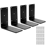 ZENFUN 4 Pc 5x5 Heavy Duty Shelf Bracket with 40 Screws, L Brackets for Fence Pergola, 4mm Industrial Corner Bracket, Right Angle Brackets for Post Wood, Metal Corner Brackets for Countertop Support
