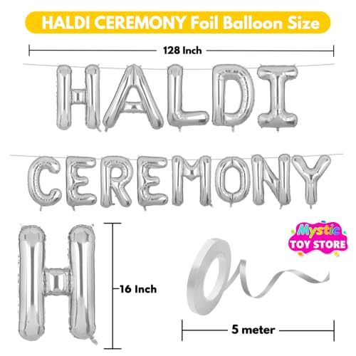 Image of Haldi Ceremony Banner Silver for Wedding Boys Girls Men Women Foil Balloon Decoration Decor Celebration Silveren