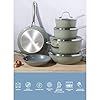 Sur La Table Kitchen Essentials Cool Commune Hard Anodized 10 Piece PFA Free Ceramic Non stick Interior Forged Durable Aluminum Pots and Pans Cookware Set - Green - Induction Compatible #3