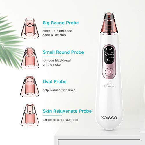 Blackhead Remover Pore Vacuum, Xpreen Pore Cleaner Facial Comedone Removal Extractor Kit and Skin Care Tool for Electric Pore Suction Face Cleanser, Beauty Device with LED Screen for Women Men Nose