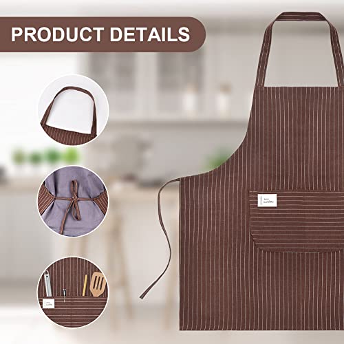 Vicloon Grembiule da Cucina Chef, 2 Pezzi Grembiule Cucina Donna Regolabile Grembiuli con 2 Tasche, Grembiule da Ristorante Grembiule da Ristorante BBQ Bar Chef Cucina, Unisex, Marrone e Verde - immagine 5