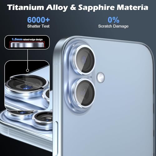 Image of PACK OF 2 Titanium Camera Lens Protector for iPhone 17 White 9H Tempered Glass HD Clear Camera Guard Scratch Resistant Drop Protection Anti Fingerprint Case Friendly Waterproof Anti Bubble Easy Install