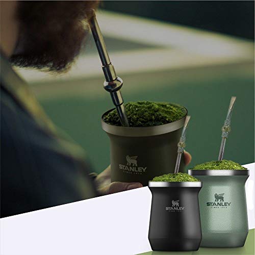 Kit Chimarrão Cuia Térmica Stanley Para Tereré e Chimarrão Verde 236 ml e Bomba Pêra Inox curvada