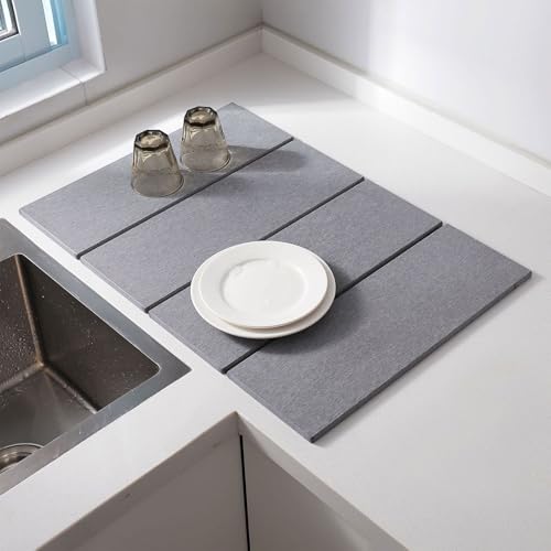 Tapis de séchage en diatomite sur plan de travail pour une cuisine rangée - 5
