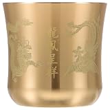 Hemobllo Messing Trinkbecher mit Lasergravur, Chinesische Teetasse & Weinbecher Drache Phönix Design, Traditionelles Dekorgefäß für Zeremonien & Zuhause, Gold