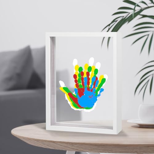 Image of Family Handprint Kit - Baby Hand and Footprint Kit, Gift for New Parents, Family Gifts ldeas, Newborn Keepsake Wooden Frame,New Baby Shower Gifts for Boys & Girls, 5 Non-Toxic Paints