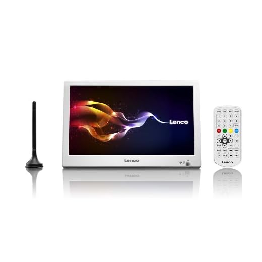 Lenco DVBT2 TV TFT-1038 bärbar 10-tums HD LED-TV med DVB-T2, antenn, 12 V adapter, strömförsörjning, HDMI, vit