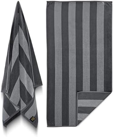Maya Island-Extra Soft Beach Towel 30 x 60 inch (12 Pack) Two Tone Cool Gray Cabana Stripe Hotel Pool Resort and Gift Absorbent 100% Cotton