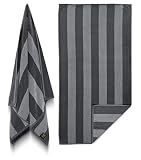 Maya Island-Extra Soft Beach Towel 30 x 60 inch (12 Pack) Two Tone Cool Gray Cabana Stripe Hotel Poo