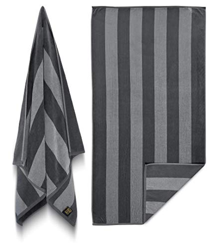 Maya Island-Extra Soft Beach Towel 30 X 60 Inch (12 Pack) Two Tone Cool Gray Cabana Stripe Hotel Pool Resort And Gift Absorbent 100% Cotton #TOP1
