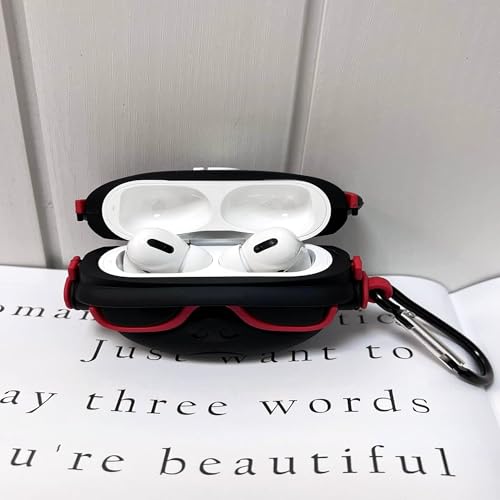 Image of YODI Case Cover for Airpods Pro|Pro 2|Airpods Pro 3|Airpods 4 Pouch, Silicone Cases with Cleaner Kit 360 Drop Protection,Shock-Resistant ((Black Dog with Red Band), Airpods 4)