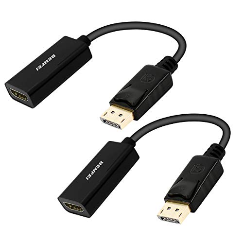 DisplayPort to HDMI Adapter 2 Pack, Benfei DP Display Port to HDMI Converter Male to Female Gold-Plated Cord Compatible for Lenovo Dell HP and Other Brand