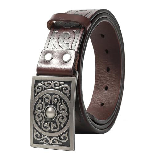 Ceinture cowboy en cuir véritable avec boucle sculptée pour un look rétro au quotidien