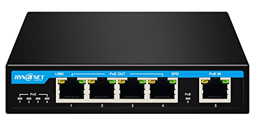 Image of PX204 4 Port Gigabit PoE Powered Switch Extender, IEEE802.3af /at /bt PoE Passthrough Switch, 1 Port 90W PoE++ in, 4 Port PoE+ 30W Out PoE Repeater for Camera,VOIP