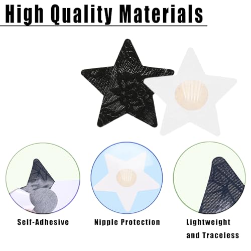GERILKAI 12 Pairs Nipple Pasties-Glitters Nipple Covers,Black Pasties Nipple Covers for Women Rave Party Disposable Sticky Breast Petals