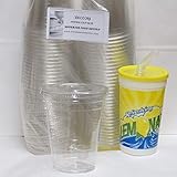 100 Sets 20 Oz. Plastic Clear Cups with Flat Lid for Iced Coffee Bubble Boba Tea Smoothie G- Plus 1 Reusable CUP SET