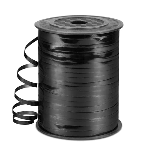 HimBen 500 Yards Curling Ribbon for Gift Wrapping, 3/16" Balloon String for Christmas Valentine Birthday Wedding Party Festival Decoration, Crafts, Flower Bouquet(Metallic Black)