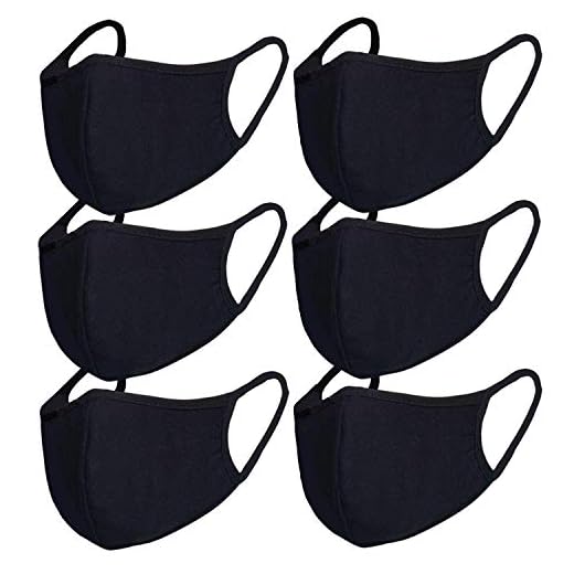 FECEDY 6pcs/Pack Black Mask Windproof Dustproof Masks Breathable Reusable Washed for Outdoor Sport Half Face Earloop Cotton Masks