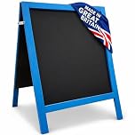 Chalkboard Pavement Sign – Large Vibrant Colour A-Board 100 x 60cm | Double-Sided Easy-Clean Panels for Liquid or Traditional Chalk | Waterproof, Portable & Durable (Deep Blue)