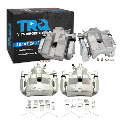 Image of TRQ Front and Rear Brake Caliper Set Zinc Coated Brackets Hardware Compatible with 2012 Toyota Avalon