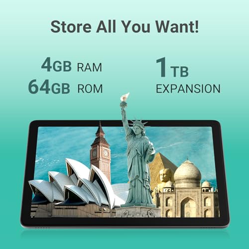 DigiLand 10.1" Android 14 Tablet | 10GB RAM (4GB+6GB Expansion) | 64GB ROM | MTK Helio G80 Octa-Core | Dual Camera & Speakers | 12H Battery | WiFi/BT5.0 | Includes Case, Adapter, USB by DigiLand - Image 3