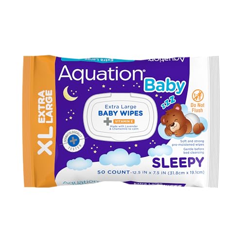 Image of Baby XL Sleepy Wipes - Extra Large 12.5x7.5 inch Lavender Scented Wipes with Vitamin E & Chamomile - Hypoallergenic, Dermatologist Tested, pH Balanced Gentle Care (50 CT, 6 Pack, 300 Total)