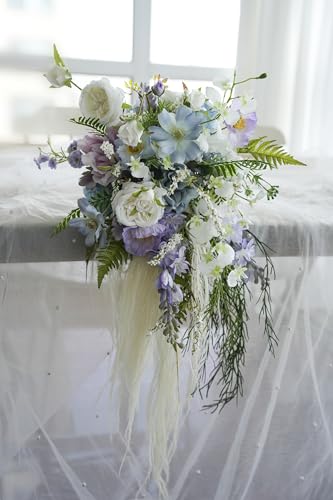 Ramo de Boda de Pasto Pampas Morado y Azul miniatura 1