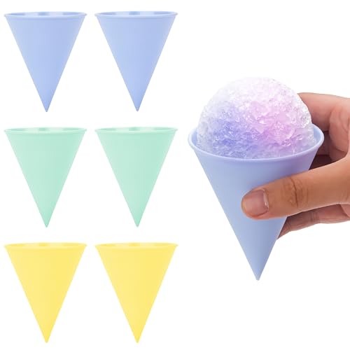 Kiicii Reusable Plastic Snow Cone Cups Sturdy Shaved Ice Cups for Kids Compatible with Nostalgia & Cuisinart Snow Cone Machine Ideal for Smmer Party Bright Colors 4oz Set of 6