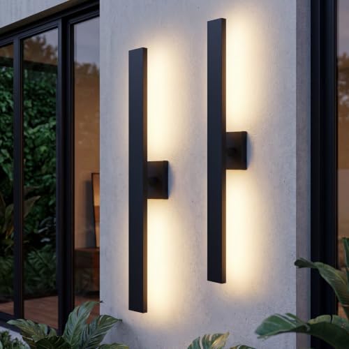 Image of Aluminum 32 Inch Modern Wall Sconces Set of 2 LED 26W Black Sconce