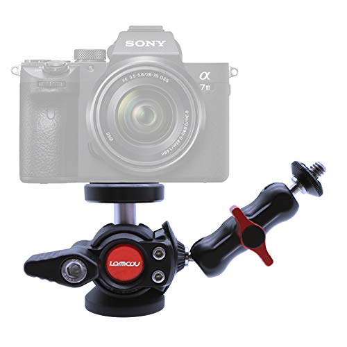 Lammcou Mini Tripod Ballhead 360 Degree Rotatable Tripod Head with Dual Kugelkopf Mini Magic Arm & Screw Coverter for DSLR Cameras Tripods Monopods Rig Vlogging Live Streaming Accessories