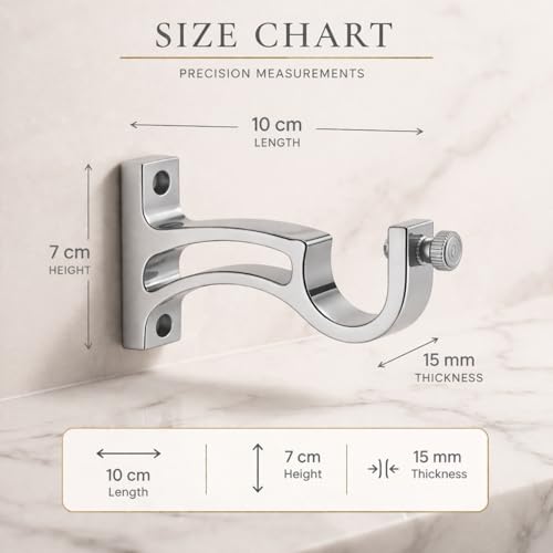 Image of Elite Aluminum Curtain Rod Brackets - Heavy-Duty Wall Mount Clamps for Curtain Rod Support for Door and Window Curtain Rods with Screw and Wall Plug - Pack of 2PCS (ARCSUPPORT)