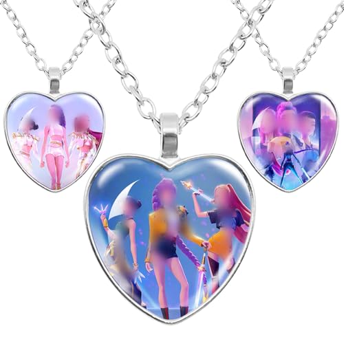 ZXTGBQ 3Pcs collier en forme de coeur, Collier, Accessoires Pendentif En Forme De CœUr, Suitable for Fans to Collect and Also Cadeaux pour garçons et filles