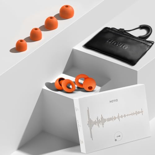 HOYIO 2 Pares Tapones Oidos Ruido Dormir, Tapones Oidos Cancelacion de Ruido 27 dB para Dormir Concierto Festival, Reutilizables y Lavables Suave, 8 Almohadillas en XS/S/M/L, Earplugs, Naranja - imagen 6