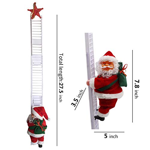 BERNIE ANSEL Electric Climbing Ladder Rope Santa Claus Doll Christmas Figurine Ornament Santa Climbing Ladder to Tree