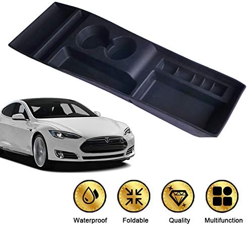 omotor Center Console Organizer Portable Silicone Center Container Storage Box/Cup Holder fit for Tesla Model S 2012 2013 2014 2015 2016 2017(Black Version)