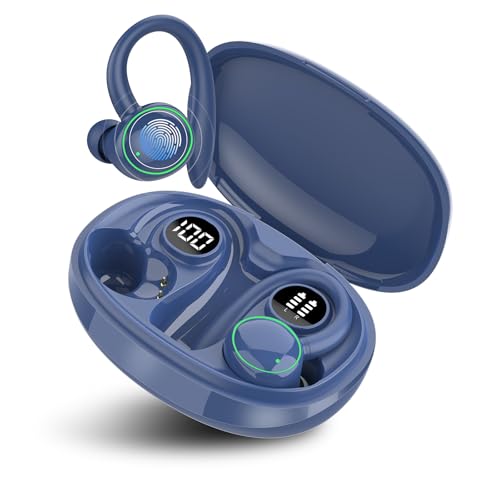 Image of Wireless Earbuds, Bluetooth 5.4 Headphones Sport Over Ear Buds ENC Mic IP7 Blue