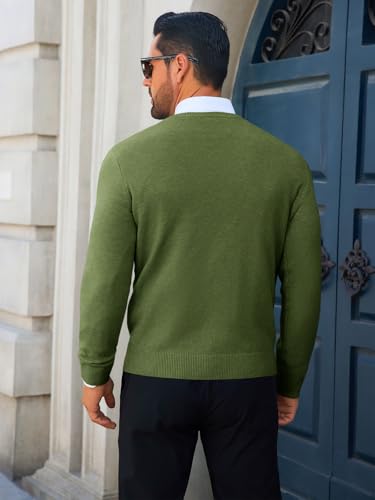 Image of Runcati Mens Crewneck Sweaters Casual Knit Lightweight Dress Sweater Long Sleeve Slim Fit Fall Winter Pullover