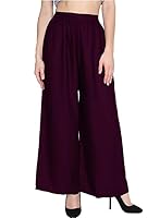 Comfort Plus Size Rayon Solid Relaxed Loose Fit Palazzo for Women's and Girls (Available Size : 2XL,3XL,4XL)- BLACK-RANIPINK-3XL Purple