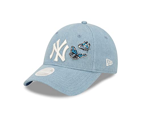 New Era Baseball Fanartikel für Frauen New York Yankees Blau mit Schmetterling 9Forty Damen Kappe verstellbar - One-Size