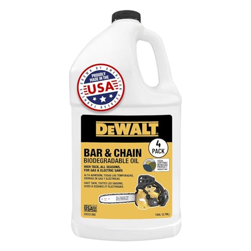 Image of DEWALT - Biodegradable Bar & Chain Oil - Green, Eco-Friendly, Non-Toxic Professional Bar & Chainsaw Lubricant (1 Gallon (Case of 4))