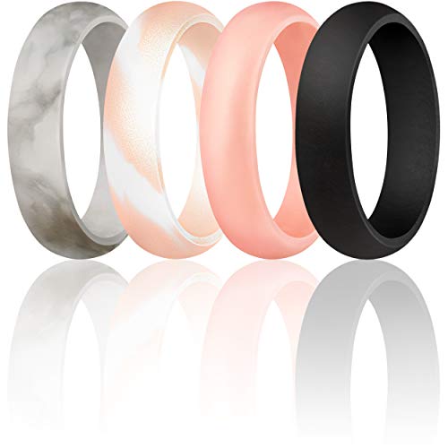 ThunderFit Women's 5.5mm Wide 2mm Thick Silicone Wedding Rings Rubber Bands,Variety Multipack 1-7