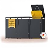 MUVELL Mülltonnenbox 3er 240l & 120l Müllbox - 0,8 mm feuerverzinktes Metall - Eisenglimmer DB 703 Premiumfarbe Mülltonnenboxen - korrosionsbeständig wetterfest Mülltonnenverkleidung