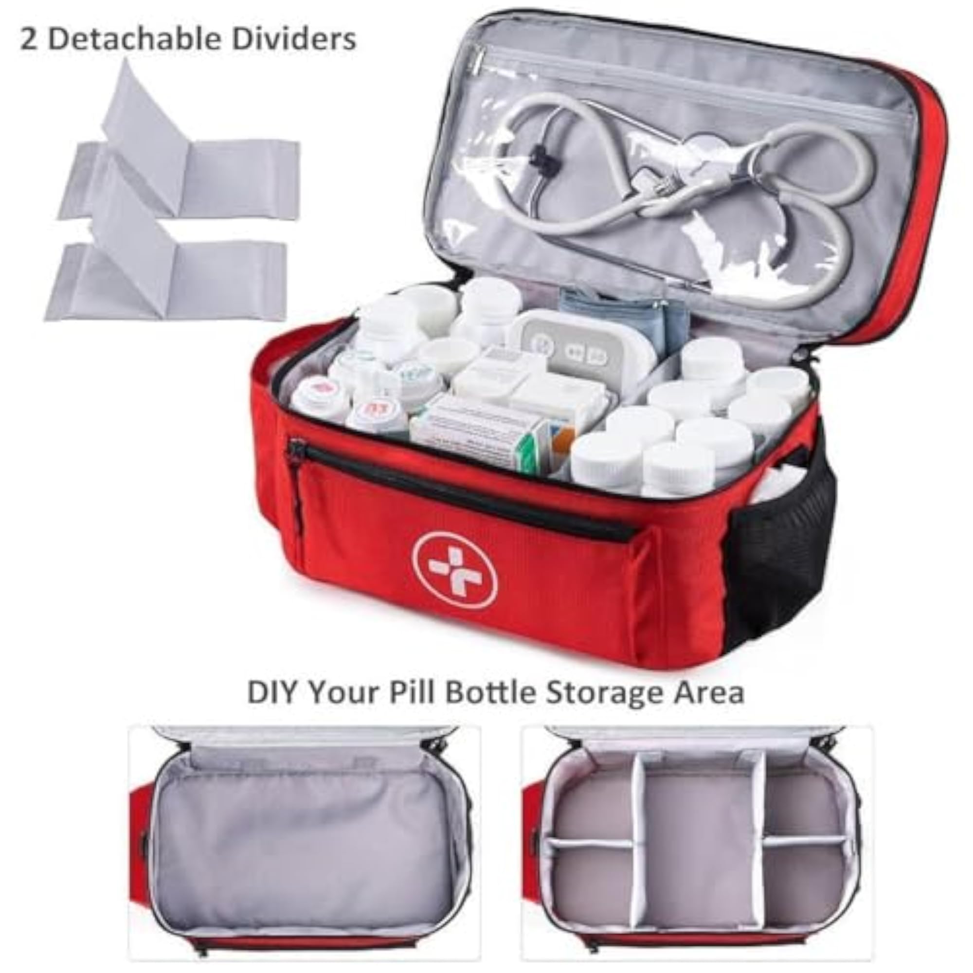 Empty First Aid Bag with Handle for Home, Car & Travel