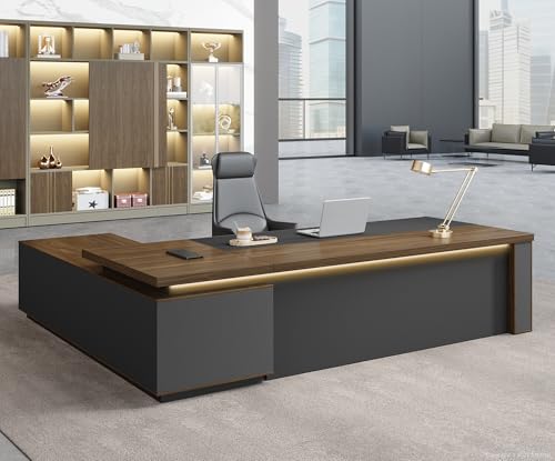 L-Shaped Executive Desk with Reversible Cabinets – 79
