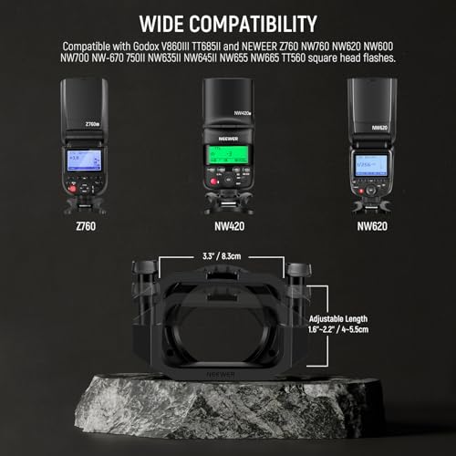 Image of NEEWER SFR1 Square Flash Head Adapter Ring for CRS6 Diffusion Dome CRM2 GM-M1 Square Head Speedlite Accessories, Anti Twist Screw Knob, Cold Shoe for Z760 NW760 NW700 NW620 NW635II TT560 Speedlight