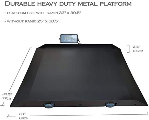 ANGEL USA Heavy Duty Digital Portable Floor Wheelchair Scale, All Metal Platform with Dual Ramp and Wheel, 2023 New Version with Protection Edge - Thumbnail 3